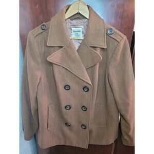 Old Navy Women's XL Wool Blend Peacoat Camel Brown Double Breasted Winter Jacket